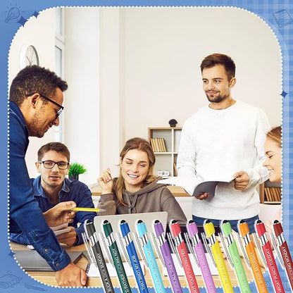 Zonon 12 Pcs Inspirational Pens Bulk Funny Ballpoint Pen with Stylus Tip Motivational Gifts for Christmas Teacher Coworkers Nurse School Office Supplies(Fancy Color,Funny Week)
