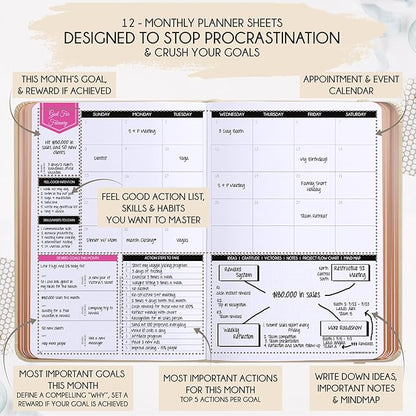 2026 Planner Weekly and Monthly | Law of Attraction Planner with Panduo App | A 12 Month Journey for Productivity, Gratitude & Goal Setting | Includes Foldable Vision Board, Gift Box & Stickers
