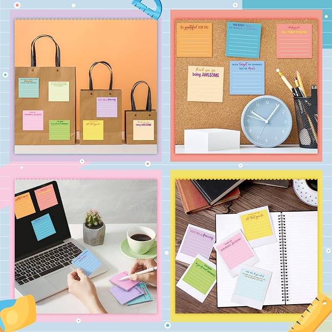 Yinder 48 Pcs Employee Appreciation Sticky Notes Xmas Gift Bulk Motivation Note Pads Mini Inspirational Note Gift for Teacher Nurse Staff Coworker Office Supply 3 x 3'' (Appreciation,Light Color)