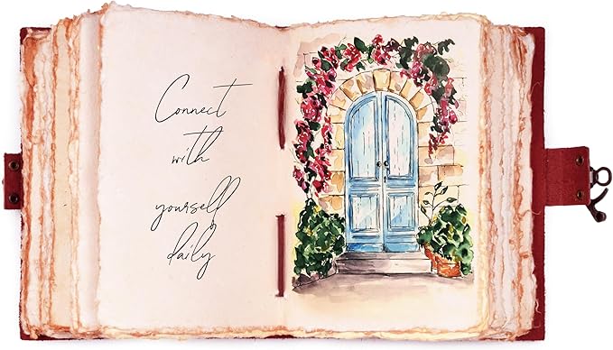 LEATHER VILLAGE Leather Bound Vintage Journal for Women & Men - Book of Shadows - Lock Closure - 200 Pages of Antique Deckle Edges Handmade Paper - Fuchsia Color - 7 x 5 inches