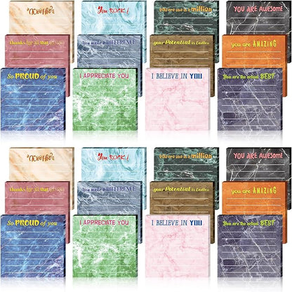 Yinder 24 Pcs Inspirational Sticky Notes Christmas Stocking Stuffers Motivational Sticky Notes Pad Employee Appreciation Gift Bulk for Teacher Nurse Coworker Office 3 x 3'' (Appreciation,Marble Color)