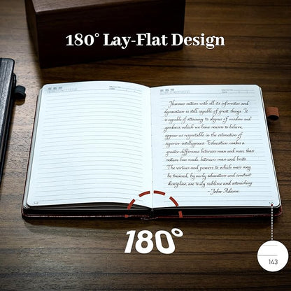 CAGIE Leather Lined Journal Notebook for Men & Women, Debossed Cross, 320 Pages 100 GSM Thick Paper, A5 Hardcover Journaling Notebooks for Writing, 5.7'' X 8.3'' Diary, Rust Brown