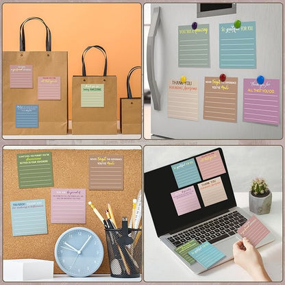 Yinder 48 Pcs Employee Appreciation Sticky Notes Xmas Gift Bulk Motivation Note Pads Mini Inspirational Note Gift for Teacher Nurse Staff Coworker Office Supply 3 x 3'' (Appreciation, Morandi)