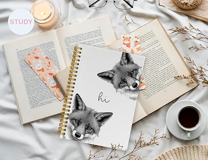 Fox Notebook Journal,Cute Animal Notebook Journal for School Women Teen Girls Kids,Gifts for Fox Lovers,Fox Gifts,Hardcover Spiral Notebooks for Work Notes Journaling,5.5x8.3 Inch