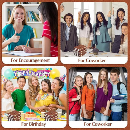 24 Pcs Friendsgiving Gift Bulk for Good Friends A6 Leather Journal Notebook Notepads with Bamboo Pens Friendship Appreciation Gift for Thanksgiving Birthday Women Sister Group (Brown)