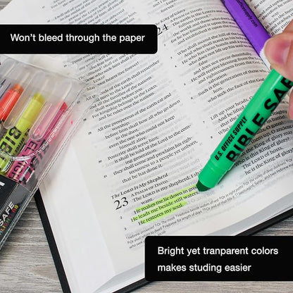 U.S. Office Supply Gel Highlighters, 6 Pack, Neon Fluorescent Colors - Bible Safe, No Bleed, Fade or Smear