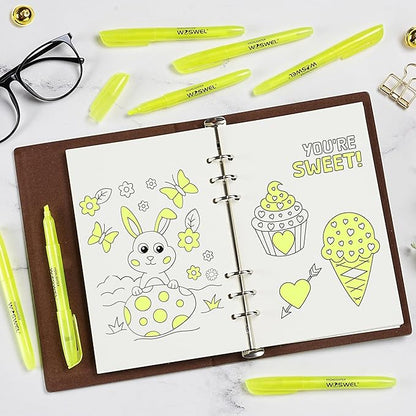 Highlighters Bulk, Woswel 120 Pack Fluorescent Yellow Highlighter Markers Set for Underlining, Color Transparent Visible Fluorescent Pen Shell, Wide Chisel Point Mark,Perfect for Classroom,Office,Home
