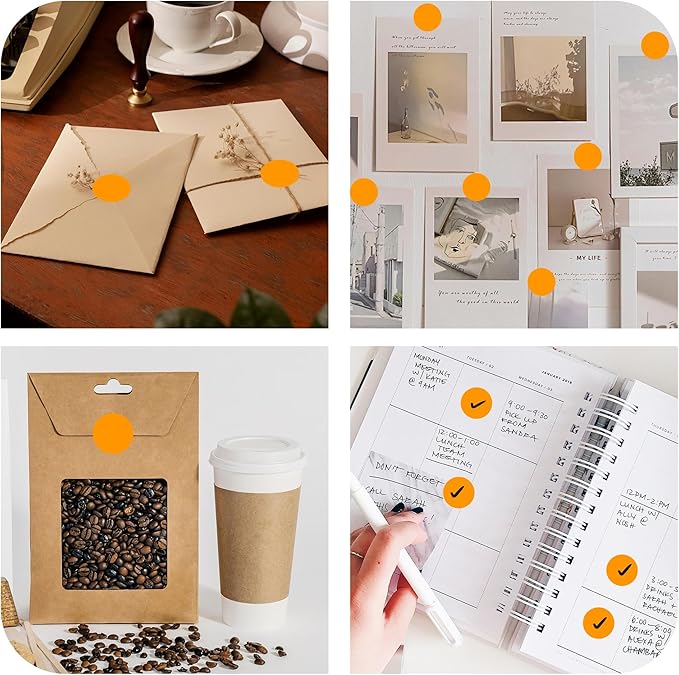 PARLAIM 1 Inch Round Color-Code Dot Stickers,10000per/10 Rolls dots Label Dispenser Box, Orange Circle Stickers Label for Office Home (Orange)