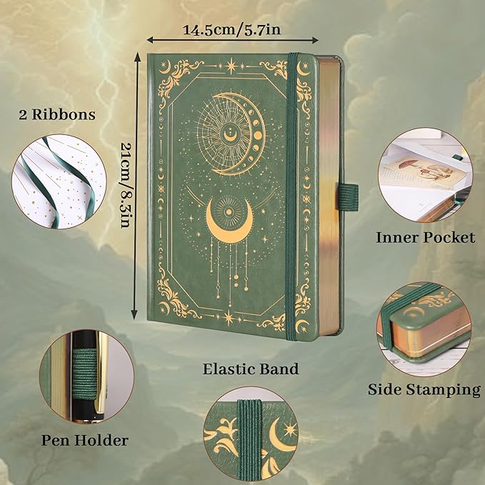 TIEFOSSI Lined Journal for Women Men, Vintage Notebooks with Bookmarks, Hardcover A5 College Ruled Notebook 316 Numbered Pages for Writing, Daily Journal for Work School, Note Taking