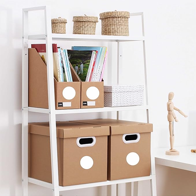 PARLAIM 1 Inch Round Permanent Adhesive Color-Code Dot Stickers, 1000 Stickers Roll Dispenser Box White Circle Labels