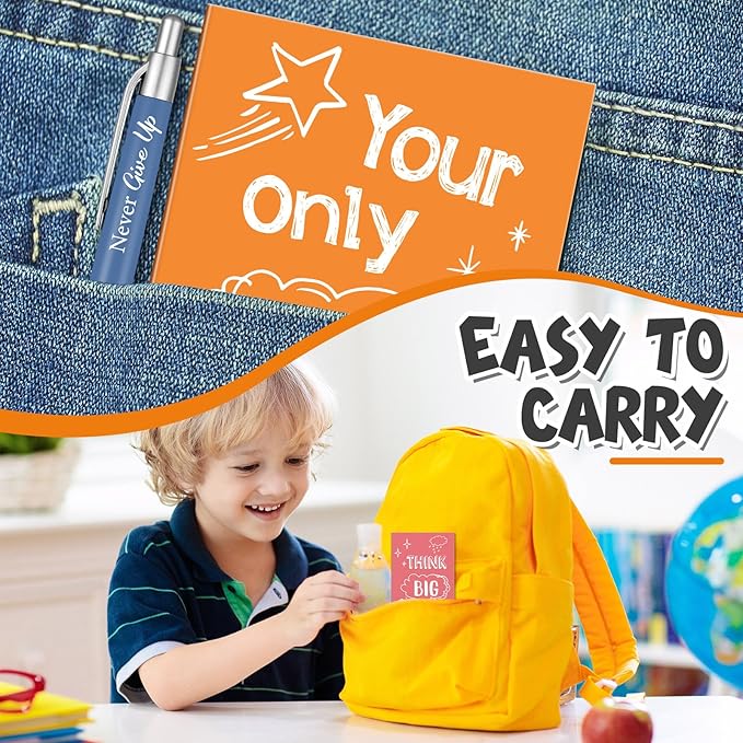 Yeaqee 72 Pcs Motivational Pens Notepads Gifts Set Inspirational Quote Ballpoint Pen Small Notebook Mini Journal Bulk Present Idea for Teacher Coworker Gifts Women Office School(Uplifting)