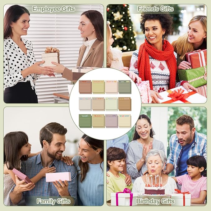 Yinder 48 Pcs Inspirational Sticky Notes Christmas Stocking Stuffers Motivational Sticky Notes Pad Employee Appreciation Gift Bulk for Teacher Nurse Coworker Office 3 x 3'' (Appreciation,Boho)