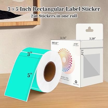 Rectangular Color Coding Moving Labels 3X5 Inch 250 Per Roll, Aqua Moving Stickers for Boxes Color Coded, Packing Labels Stickers for Inventory Warehouse