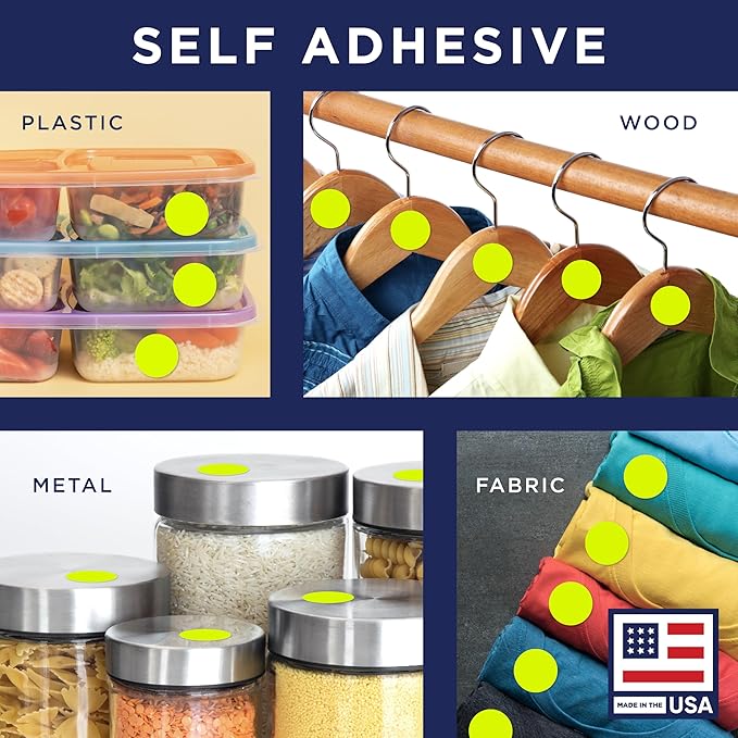 Fluorescent Chartreuse 1-Inch Circle Dot Stickers – 1,000 Round Adhesive Labels per Roll, Colored Stickers for Garage Sale Price Tags, Classroom, Inventory, Office & Yard Sale Supplies, Made in USA