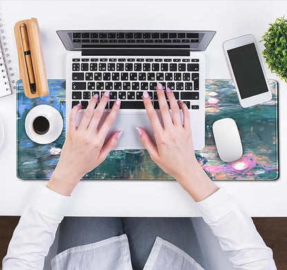 Desk Mat Cute Abstract Oil Painting Mouse Pad Boho Floral Desk Pad XL Large Extended Mousepad Desk Matt for Desktop, Computer Keyboard and Mouse Mat for Women Office Decor Accessories 31.5x11.8 in