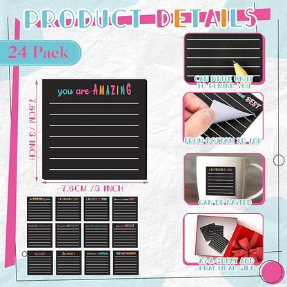 Yinder 24 Pcs Inspirational Sticky Notes Christmas Stocking Stuffers Motivational Sticky Notes Pad Employee Appreciation Gift Bulk for Teacher Nurse Coworker Office 3 x 3'' (Appreciation,Black)