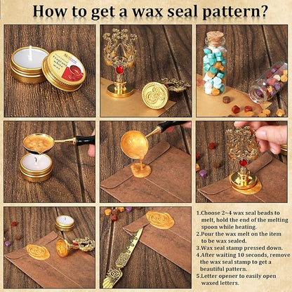 Quill Pen and Ink Set - Mechanical Punk Feather pen - Wooden Dip Pen - Glass Drawing Pen - Multi Ink Calligraphy Pen Set - Basic Wax Seal Stamp Kit- 17 Calligraphy Nibs（Grey）