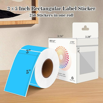 Rectangular Color Coding Packing Boxes Labels 3X5 Inch 250 Per Roll, Sky Blue Moving Stickers for Boxes Color Coded, Packing Labels Stickers for Inventory Warehouse