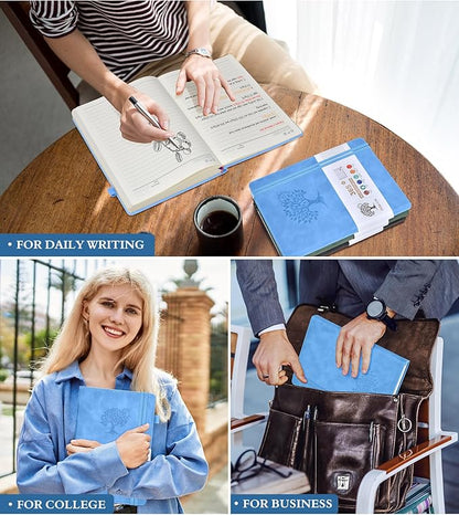 A4 Lined Journal Notebook，365 Page Large Leather Journals for Writing Women Men，Hardcover Notebook with 100Gsm Thick Pages for Travel，Work，School，College Ruled, Daily Diary (8.5" x 11.4")