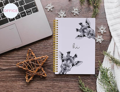 Giraffe Notebook Journal,Purple Cute Animal Notebook Journal for School Women Teen Girls Kids,Gifts for Giraffe Lovers,Hardcover Spiral Notebooks for Work Notes Journaling,5.5x8.3 Inch