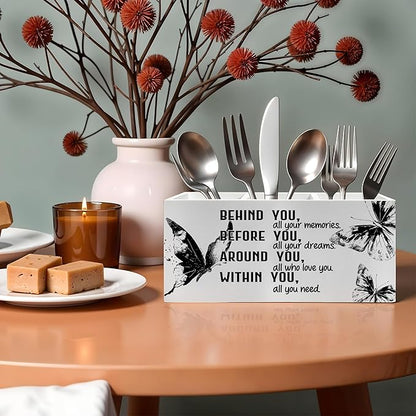 Retro Butterfly Graduation Pencil Pen Holder for Desk, Behind You All Your Memories Wooden Pencil Holder Organizer for Home Office Desk Accessories, Graduation Gifts for Her