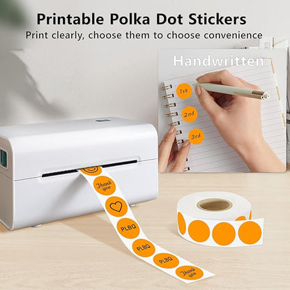 0.75 Inch Dot Stickers, 1000PCS 3/4" Round Thermal Printable Labels for Instant Organization, Color Coding Files, Tab Pages, Calendar Marking & Junk Journals,Orange