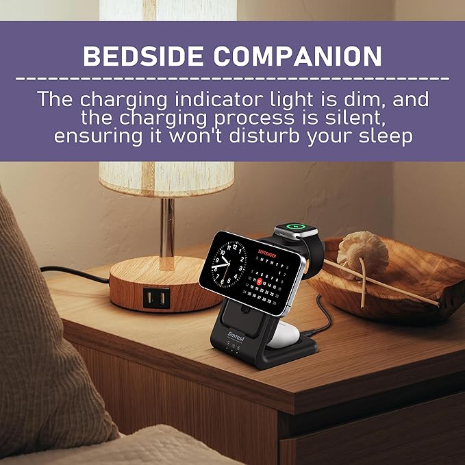3 in 1 Wireless Charging Station: 10000mAh Removable Power Bank Charger Stand for Phone/Watch/Air Pods - Portable Magnetic Battery Pack for Air 17 16 15 14 13 12 Series
