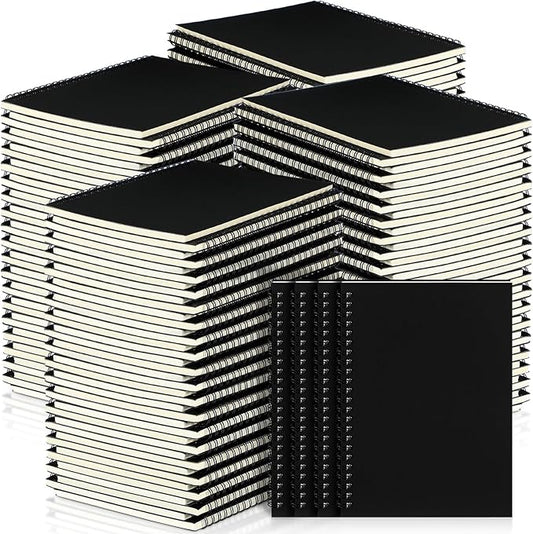 Yahenda Spiral Notebook Bulk A5 Journal Lined 8.3'' x 5.5'' Writing Composition Paper Small Notepad Subject Notebook for Students Office Business Back to School Supplies(Black,72 Pcs)