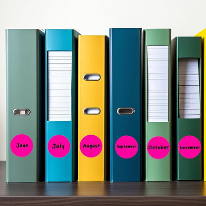 PARLAIM 1 Inch Round Permanent Adhesive Color-Code Dot Stickers,1000 per Roll dots Label Dispenser Box,Green Circle Stickers Label (Fluorescent Pink)