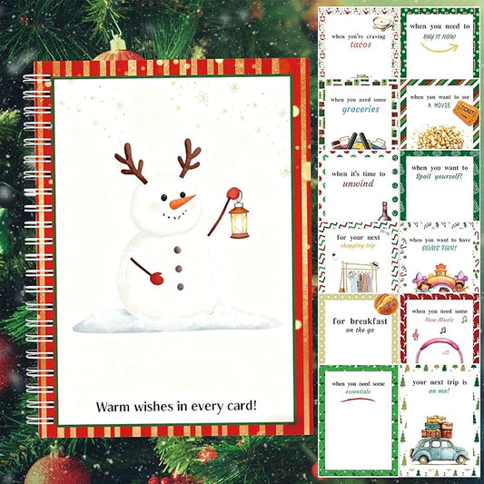 Merry Christmas Gift Card Holder Book - DIY Spiral-Bound with Surprises, College Survival & Graduation Gift, Greeting Card Keeper for Holidays （S18）