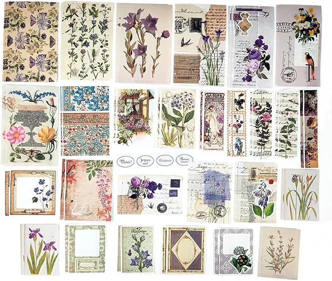 200PCS Vintage Scrapbooking Supplies Kit for Journaling, Scrapbook Sticker Paper Pack for for Bullet Journals Junk Journal Planners Aesthetic Cottagecore Room Decor Wall Art Collage Album