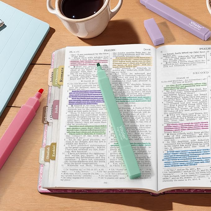 Vitoler Bible Highlighters Assorted Colors,8 Pack,Soft Chisel Tip,Cute Highlighters Set for Aesthetic School Office Supplies,Book Markers