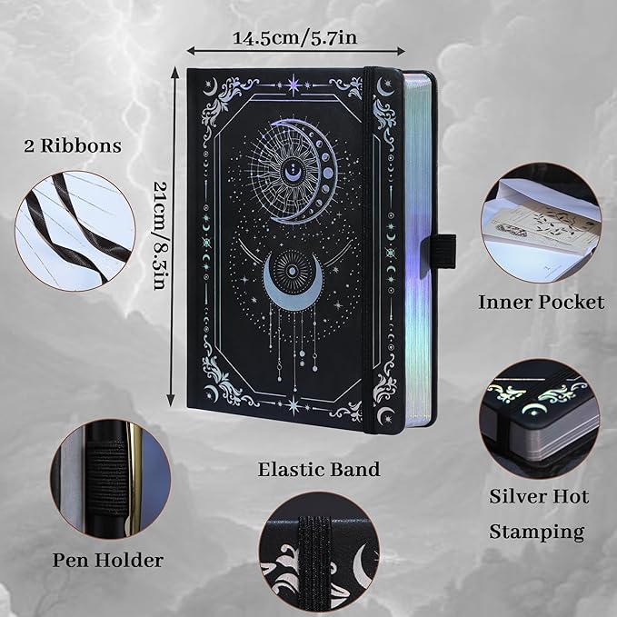 TIEFOSSI Bullet Dot Journal, 160gsm 190 Numbered Pages Bullet Dot Grid Journal for planner, Diary for Work & Sketching, A5 Hardcover Leather Journal for Writing Women Men