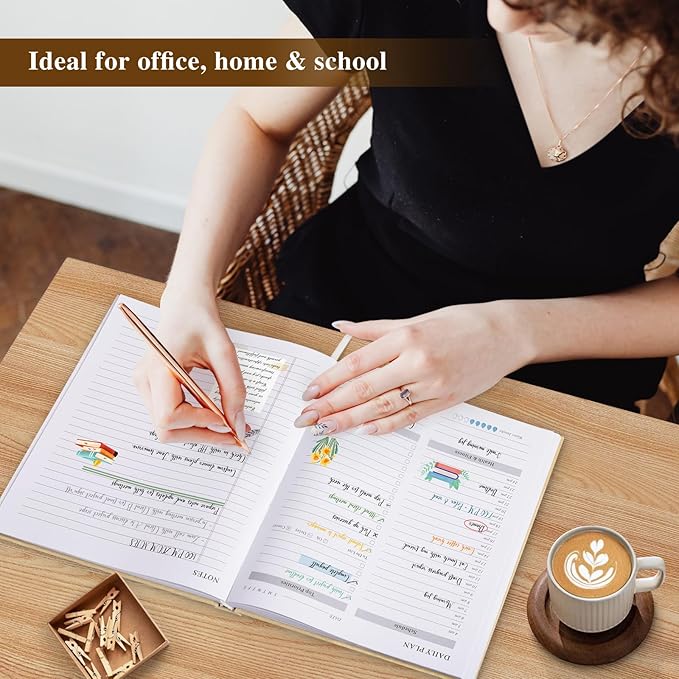 Lanpn Undated Daily Planner Hourly Schedule Notebook, 196 Pages 2 Page per Day To Do List Notebook Notepad Appointment Work Planner, Hardcover Daily Journal Organizer Book For Women 7.7" x 9.3" Grey