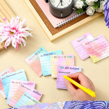 Yinder 12 Pcs Employee Appreciation Sticky Notes Xmas Gift Bulk Motivation Note Pads Mini Inspirational Note Gift for Teacher Nurse Staff Coworker Office Supply 3 x 3'' (Appreciation,Watercolor)