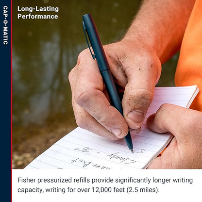 Fisher Space Pen Cap-O-Matic Pen, Ballpoint, Elite Navy, Cerakote Finish, Pocket Clip, Black Ink