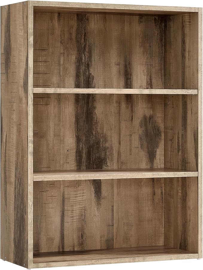 VASAGLE Custos Collection - Bookshelf, 3-Tier Bookcase, Book Shelf, Open Storage Shelf, 9.4 x 23.6 x 32 Inches, for Living Room, Home Office, Dinning Room, Camel Brown ULBC163L01