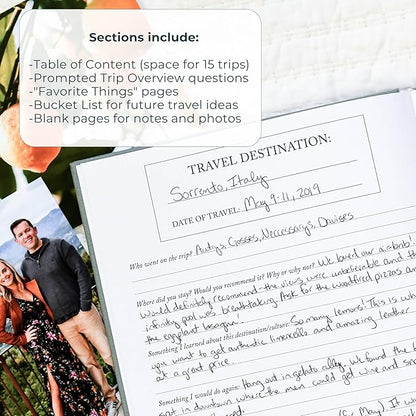 DUNCAN & STONE PAPER CO. Travel Journals - Elegant Journaling Notebook To Record All Your Travel Fun, & More - 110 Page Linen Hardcover Journal For Up To 15 Trips (Sage Green)