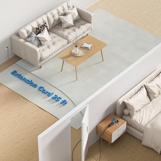 NTONPOWER Extension Cord 25 ft, 1080 Joules Surge Protector Power Strip with 6 Widely Outlets 3 USB (1 USB C), Long Extension Cord for Home Office Dorm Room Essentials