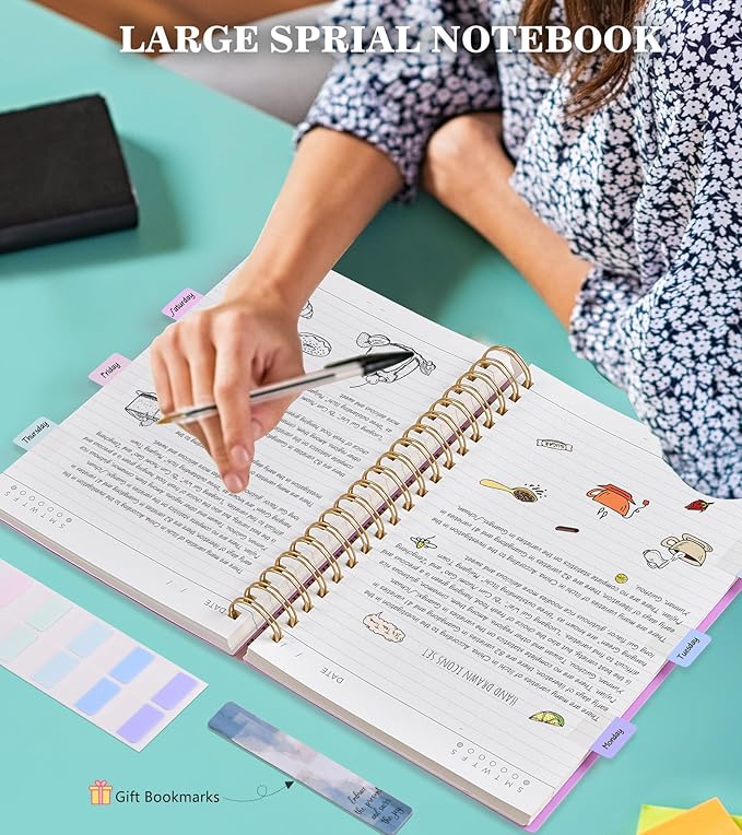 Spiral Notebook Journal ,360 Pages College Ruled Notebooks,Lined Thick Journals for Women Men, A5 Thick Spiral Journal for Writing,100GSM Paper, Spiral Notebooks for Work School 5.5"x8.5" Purple