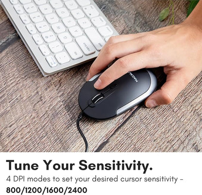 Macally USB Type C Mouse - Slim & Compact Design - USB C Mouse for MacBook Pro iMac PC etc. - Simple 3 Button & Scroll Wheel Layout with DPI Switch - Comfortable Plug & Play Apple Wired Mouse USBC