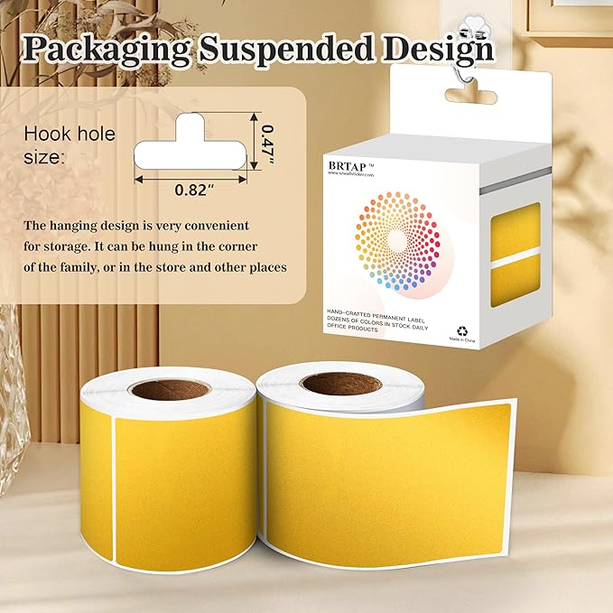 Rectangular Color Coding Moving Labels 3X5 Inch 250 Per Roll, Gold Moving Stickers for Boxes Color Coded, Packing Labels Stickers for Inventory Warehouse