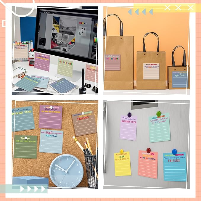 Yinder 24 Pcs Inspirational Sticky Notes Christmas Stocking Stuffers Motivational Sticky Notes Pad Employee Appreciation Gift Bulk for Teacher Nurse Coworker Office 3 x 3'' (Thank You,Morandi)