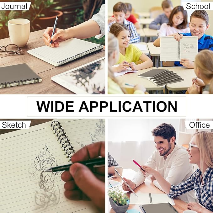 Yahenda Spiral Notebook Bulk A5 Journal Lined 8.3'' x 5.5'' Writing Composition Paper Small Notepad Subject Notebook for Students Office Business Back to School Supplies(Dark Gray,18 Pcs)