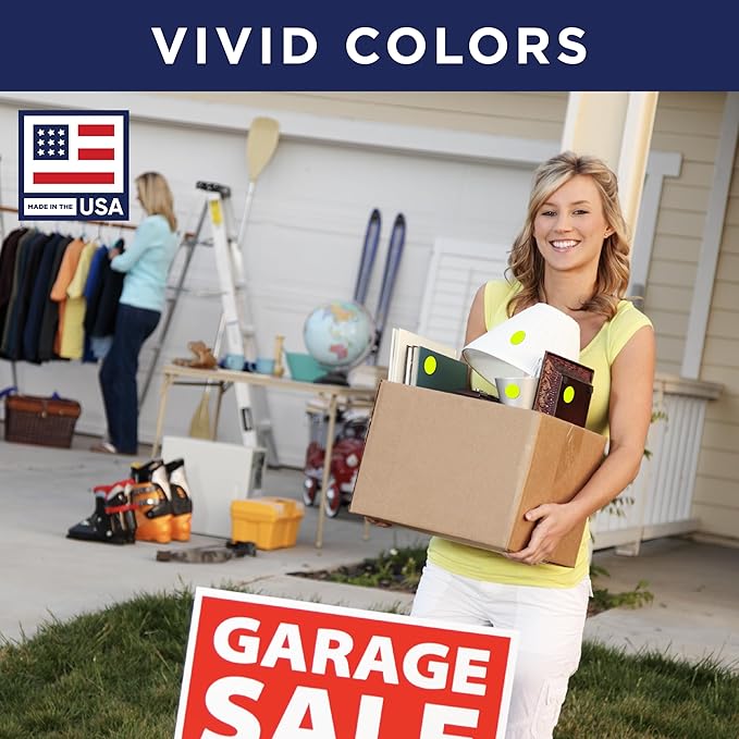 Fluorescent Chartreuse 1-Inch Circle Dot Stickers – 1,000 Round Adhesive Labels per Roll, Colored Stickers for Garage Sale Price Tags, Classroom, Inventory, Office & Yard Sale Supplies, Made in USA