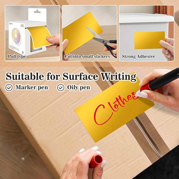 Rectangular Color Coding Moving Labels 3X5 Inch 250 Per Roll, Gold Moving Stickers for Boxes Color Coded, Packing Labels Stickers for Inventory Warehouse