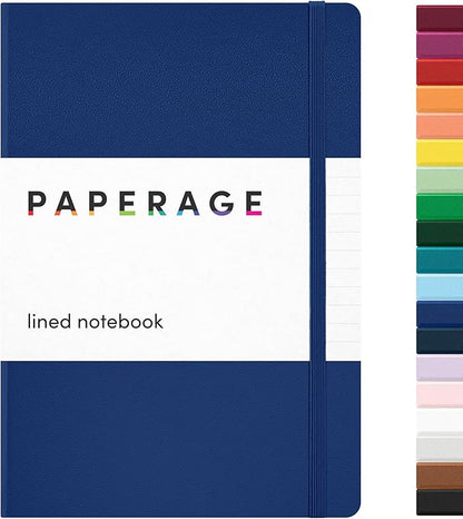 PAPERAGE Lined Journal Notebook, (Royal Blue), 160 Pages, Medium 5.6 in x 8 in - 100 GSM Thick Paper – Hardcover Journaling Notebook for Work, School & Note Taking