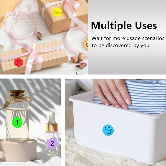 0.75 Inch Dot Stickers, 1000PCS 3/4" Round Thermal Printable Labels for Instant Organization, Color Coding Files, Tab Pages, Calendar Marking & Junk Journals,Light Purple