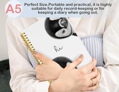 Penguin Notebook Journal,Cute Animal Notebook Journal for School Women Teen Girls Kids,Gifts for Penguin Lovers,Hardcover Spiral Notebooks for Work Notes Journaling,5.5x8.3 Inch