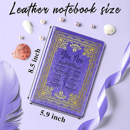 Purple A5 Lined Leather Journal Notebook,Inspirational Christian Gifts Hardcover Executive Notebooks for Men Women,200 Pages 100 Gsm Thick Ruled Paper Daily Diary for School,Family ,Friends,Work (You Beautiful Purple)